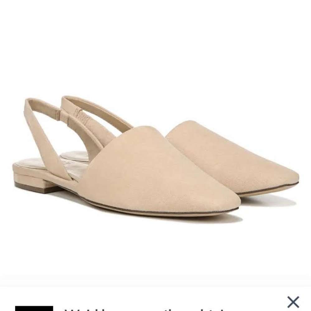 Women Light beige soft suede slingback shoes sz.10